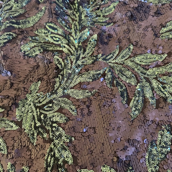 Dress The Population Size XL Black Green Sequin Leaf Dress - Picture 5 of 8